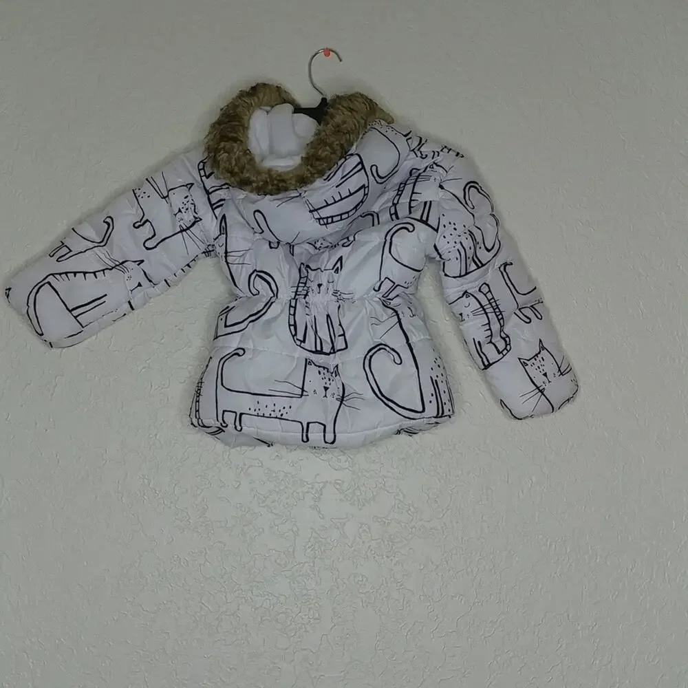 Miss Bei Cat Print Hooded Coat‎ (No Zipper)